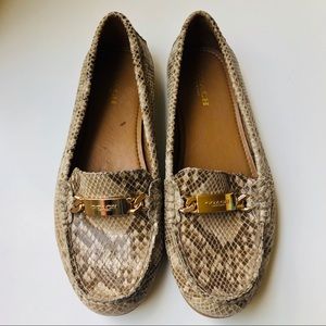 coach womens olive sand printed snake closed toe loafers